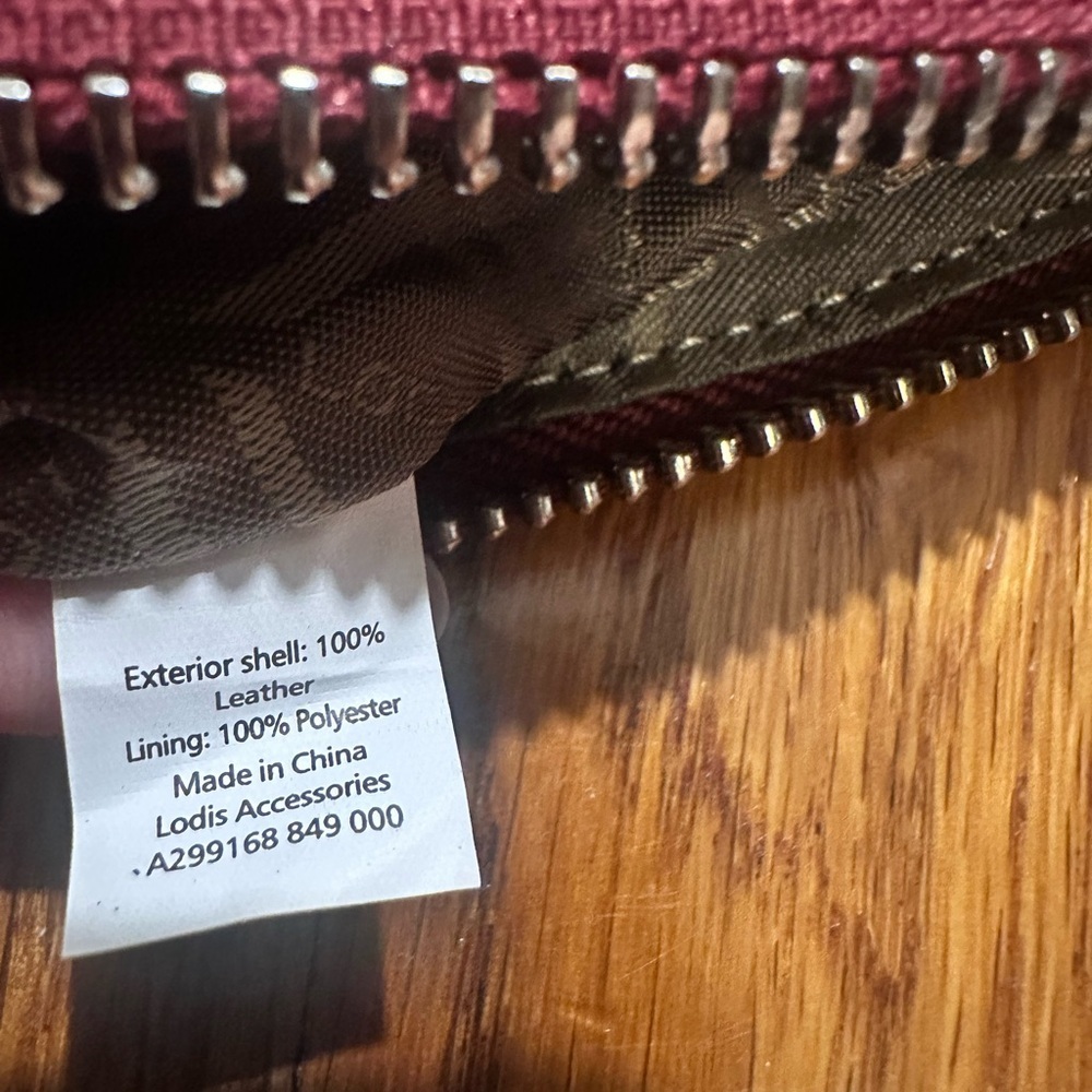 Lodis Leather Burgundy Woven Wristlet Clutch | Quiet Luxury Chic - Picture 4 of 4
